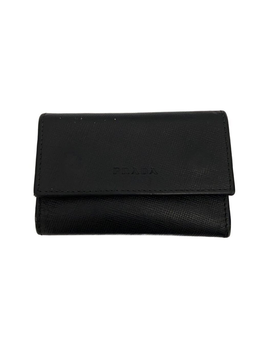 Prada Key Case Wallet Leather Black Saffiano